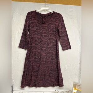 Cut Loose Purple Textured Wave Print Dress - 3/4 Sleeve Lagenlook - Size S Artsy